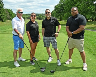 Team Sharif Sells Golf Foursome - Tom Friedman, Christina Spinelli, Co-Chair Development Committee, Sharif Hatab, Co-Chair Development Committee, Tyree Dicks